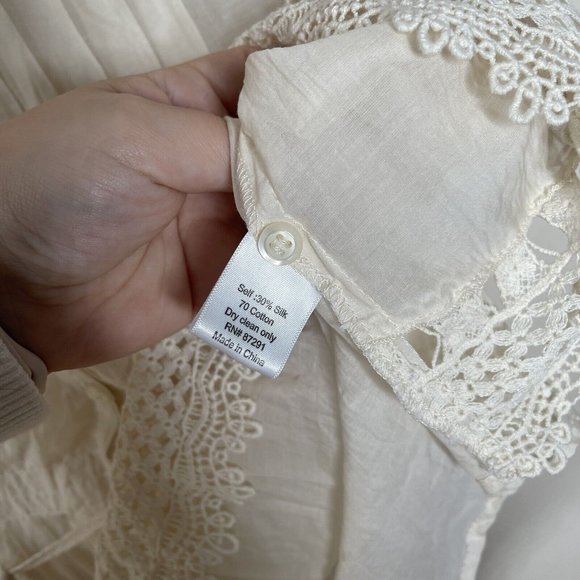 4 Love and Liberty By Johnny Was Long Sleeve Silk Cotton Blend Blouse Size M - Picture 5 of 8